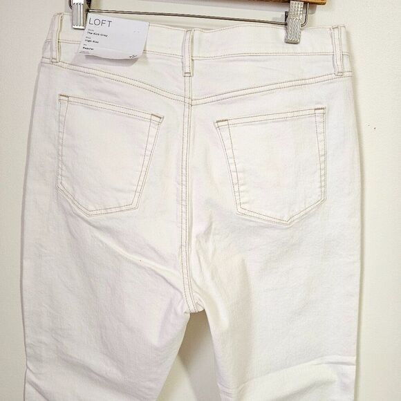 NWT LOFT WHITE/CREAM THE KICK CROP HIGH RISE PANT SIZE 30 - Picture 3 of 15